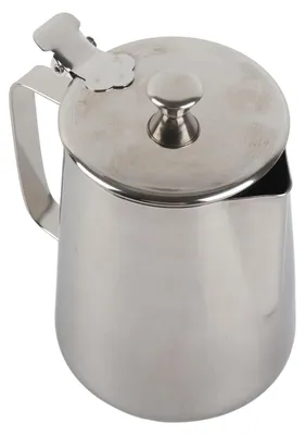 Edelstahl-Milchaufschäumer mit Deckel, 1000 ml, silber