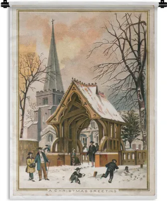 Produktbild von MuchoWow® Wandteppich Wandbehang Weihnachten - Winter - Retro 90x120 cm Tapisserie Dekoration Wandtuch - Wanddeko
