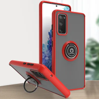 Produktbild von Samsung S20 FE Hülle, Ring Halter Ständer Matte Transluzent TPU Rahmen Stoßfest Schutzhülle für Samsung Galaxy S20 FE 5G/S20 FE 2022 Rot