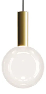 Imagen del producto de Lámpara colgante Zafferano, con esfera de vidrio borosilicato soplado a mano, en colores dorado y transparente, LED de 8W y 3000K, diámetro de 18 cm, diseño moderno