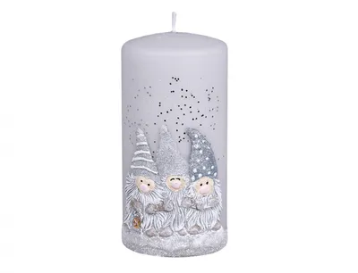 Image de Cylindre de bougie de Noël TRPASLÍCI Ø 7 x 14 cm gris