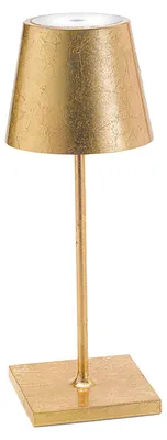 Zdjęcie produktu dla Lampa stołowa LED Zafferano Poldina Pro Mini Gold Leaf z możliwością ładowania i ściemniania, z czasem pracy baterii do 12 godzin