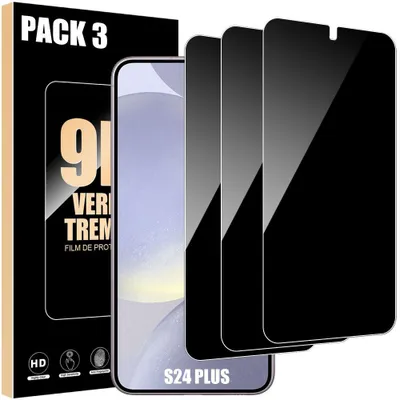 Image de 3x Verre Trempé Anti-Espion pour Samsung Galaxy S24 Plus, Protection d'écran Anti-Rayures 9H
