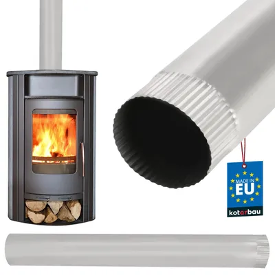 Immagine prodotto di KOTARBAU® Tubo per camino Tubo 1 m Ø 130 mm Canna fumaria in lamiera d'acciaio Argento Canna fumaria in acciaio inox per camino Scarico efficace dei gas di combustione Canna fumaria per camino