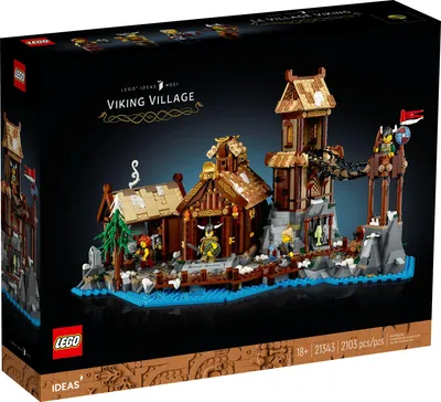 Produktbild von LEGO® Ideas – Wikingerdorf Authentisches Wikinger-Set mit Häusern, Minifiguren & Zubehör | Bauprojekt & Deko für Erwachsene - 21343 2103 Teile