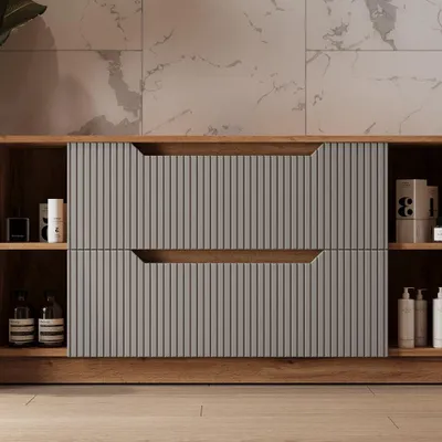 Immagine prodotto di Mobile sottolavabo per bagno Vicco Lotta Grigio 119.2 x 62.5 cm con 2 cassetti, Model 58675
