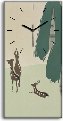 Produktbild von Küchenuhr Bürouhr Leinwand Uhr 30x60 Malerei Abstrakte Wald Bäume Tiere Kunst - schwarze Hände