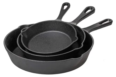 Produktbild von Blackwell Gusseisen-Bratpfannen-Set / Bratpfannen ø 16, 20 & 25 cm - ohne Antihaftbeschichtung