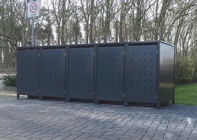 Produktbild von 5 Mülltonnenboxen Modell No.1 Anthrazit komplett RAL7016 für 120Liter Mülltonnen