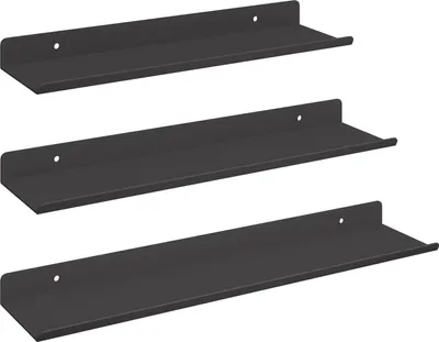 Imagen del producto de vidaXL Estantería flotante, 3 unidades, color negro, 40 x 9 x 2,5 cm, acero
