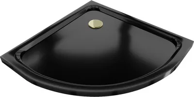 Produktbild von Mexen Flat halbrunde Duschwanne slim 70 x 70 cm, Schwarz, Siphon Gold - 41707070G