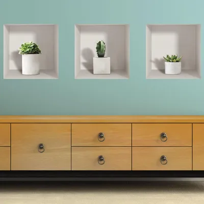 Immagine prodotto di Adesivo 3D con cactus in vaso, 40 x 120 cm