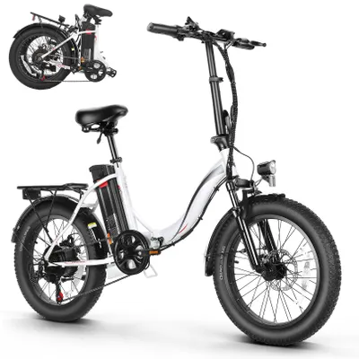 Image de E-Bike Vélos pliants, 20"*3.0 vélo électrique avec batterie lithium 36V 10.2Ah pour une longue autonomie jusqu'à 100KM, moteur 250W, régulateur de vitesse, 7 vitesses pour hommes femmes