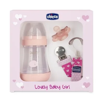Image de Biberon anti-colique Chicco Lovely Baby Girl Perfect 5, 150ml + tétine Physioforma Mini Soft + ruban de tétine