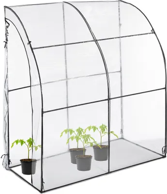 Image de Serre à tomates Relaxdays, film PVC, dimensions : 215 x 200 x 100 cm, serre en film plastique accessible, transparente/noire