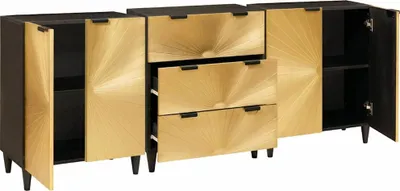 Obrázok produktu pre vidaXL Príborník 3 ks čierny a zlatý 60 x 33 x 75 cm