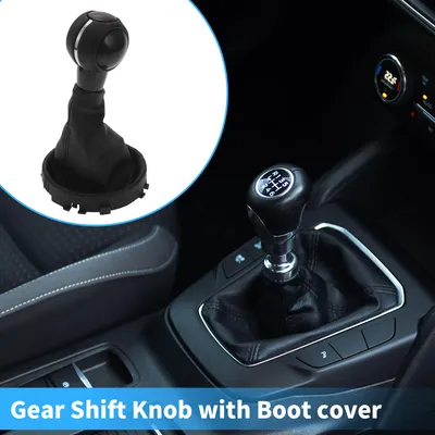 Image de Pommeau De Levier De Vitesse Manuel à 6 Vitesses Avec Couvre-Botte Compatible Pour Mini Cooper F55 F56 Hatchback 2014-2021, Plastique Durable Simili Cuir Noir