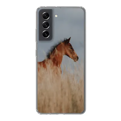 Produktbild von MuchoWow® Handyhülle Schutzhülle Hülle für Samsung Galaxy S21 FE Pferd - Luft - Gras Silikon Softcase Handy Hülle - Mobiltelefonhülle