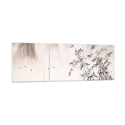 Produktbild von Bilder auf glas - Bambus schwarz China - 150x50cm - Glasbilder - Wandbilder - Kunstdruck - zum Aufhängen bereit - Wanddekoration aus Glas - Glas Bilder - Wandbild auf Glas - 3 Teile - GCA150x50-3116