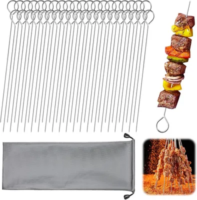 Produktbild von Schaschlikspieße 25 cm, 40 Stück, Edelstahl, für Grill
