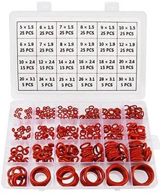Immagine prodotto di Assortimento di O-ring in silicone - 420 pezzi - Rosso