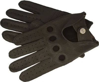 Pearlwood Herren Autofahrer-Lederhandschuhe aus Ziegenleder in schwarz