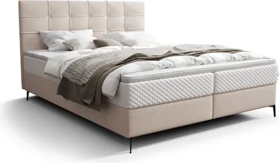 Produktbild von Roe Furniture | Polsterbett - INAO - 140x200 cm - Hellbeige - Taschenfederkern-Matratze - Doppelbett - Boxspringbett - Bett Schlafzimmer - Tagesbett