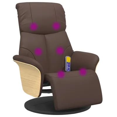 Produktbild von vidaXL Massagesessel mit Fußteil Braun Kunstleder