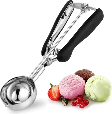 Produktbild von Eisschaufel RVS 6 cm, TJ POP Eisschaufel 60ml mit Auslöser und komfortablem Griff für Eisportionen, n, Melonenbällchen
