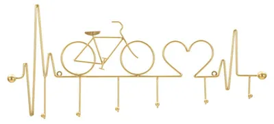 Obrázek produktu pro Věšák Bicycle 59 x 26,5 x 3,2 cm, kov, zlatá barva
