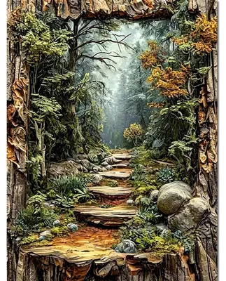 Produktbild von Diamond Painting Set Waldweg 5D Landschaft 30x40cm DIY Wanddekoration Bastelset