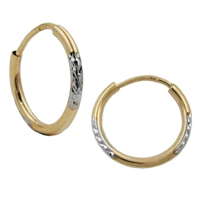 Produktbild von Creole 12x1mm bicolor rhodiniert diamantiert 9Kt GOLD bicolor 12x1mm