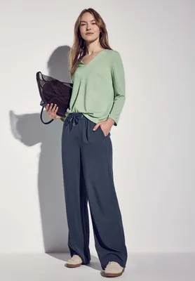 Produktbild von Street One V-Shirt 'Leinen-Look Shirt', A322911, milky green mel., Gr. 38
