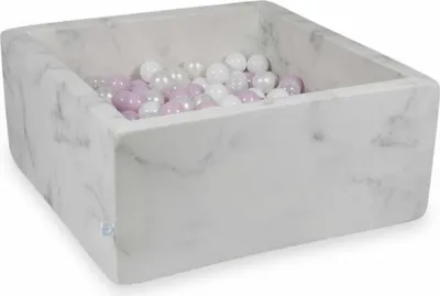 Produktbild von Bällebad 90x90x40 Marmor – Mit 400 Bällen / Babyrosa Perle, Weiß, Transparent, Perle