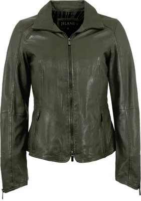 Produktbild von Jilani - Damen Lederjacke Lammnappa olive : 34