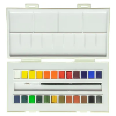 Produktbild von Sennelier La Petite Reise Set - 24 halbe Aquarell Näpfchen + 1 Pinsel N131681.00