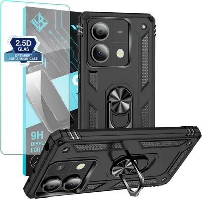 Produktbild von Armor Outdoor Handyhülle für Xiaomi Redmi Note 13 5G Handy Panzer Case Schutzhülle mit 9H Displayglas Displayschutz Farbe: Schwarz