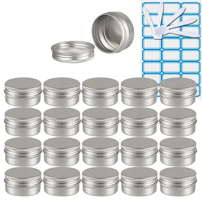 Zdjęcie produktu dla 30 pustych aluminiowych pojemników z pokrywkami i szpatułkami