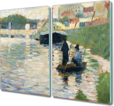 Produktbild von Coloray Hackbrett Kochplattenabdeckung Herdabdeckplatte 2x30x52 cm Schneidebrett Küchenbrett - Blick auf die Seine Seurat