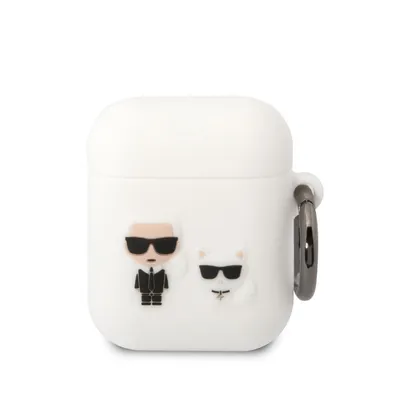 Obrázek produktu pro Pouzdro Karl Lagerfeld Silicone Karl&Choupette Na Airpods 1/2 - Bílé