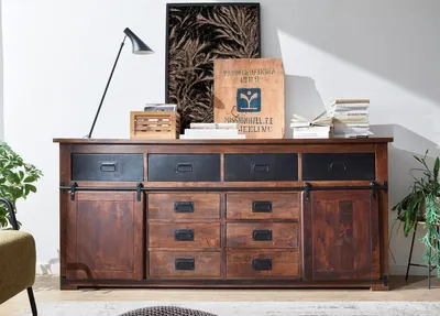 Produktbild von Sideboard 200x90cm 'Bayamo' Mango & Eisen