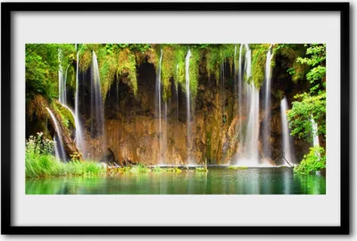 Produktbild von Bild 60x40 MDF-Rahmen Wandkunst Wasserfall See Natur