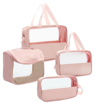 Productafbeelding van Omgoods - Transparante Toilettas Set van 4 Stuks - Waterdichte Cosmetica Tassen