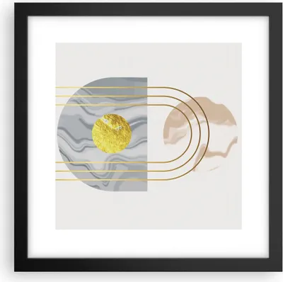Produktbild von Gerahmtes Poster - Schwarzer Rahmen - Modern Gold abstrakt - 30x30 cm - Wand Bild - Wanddeko - Wandbilder - Kunstposter - Wandposter - Bilderrahmen - Bilder - Kunstdruck - P2BAC30x30-4574