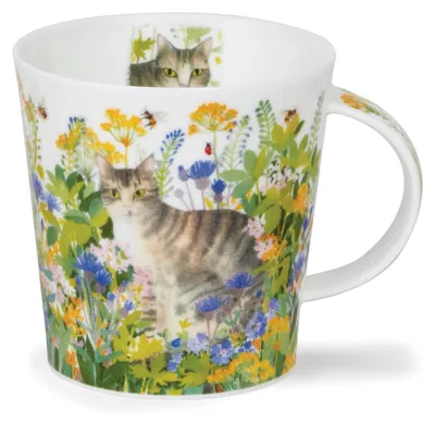 Feinbone-China-Katzenbecher mit Pfotenmotiv, 0,48 l, Tabby