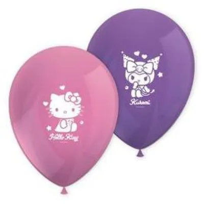 Productafbeelding van Latexballonnen, meerkleurig, met Hello Kitty afbeelding, 23 cm, 8 stuks.