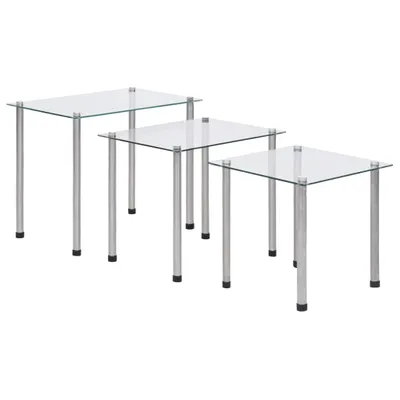 Produktbild von Satztische 3-tlg. Transparent Hartglas