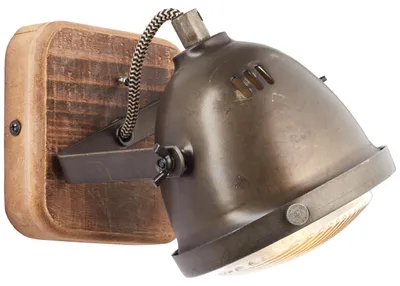 Produktbild von BRILLIANT Lampe Carmen Wood Wandspot burned steel/holz | 1x PAR51, GU10, 5W, geeignet für Reflektorlampen (nicht enthalten) | Kopf schwenkbar