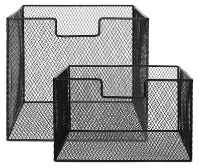 Produktbild von Pomax Eszential 2er-Set Korb aus Metall, Schwarz, L 31,5 x B 29,5 x H 17,5/27,5 cm