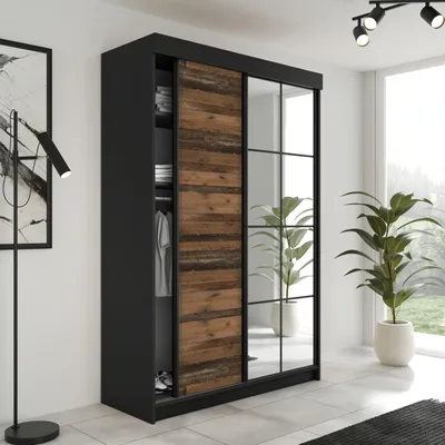 Produktbild von KIER FURNITURE Schiebegarderobe LAMARO mit Spiegel, Schrank Schlafzimmer 167x205x59cm
